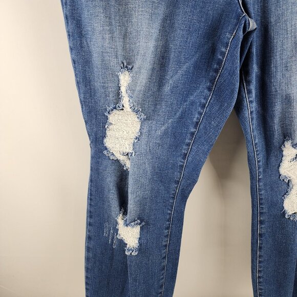 Judy Blue Jeans Womens Plus 18W Blue Bloom Maternity Destroyed Boyfriend Fit - Picture 7 of 13